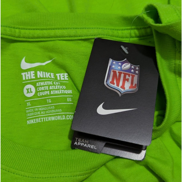 New Nike sz XL men's Seattle Seahawks Football T-shirt bright green Tee 3250 - Picture 4 of 5